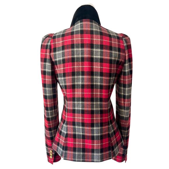 Smythe Red Plaid Tartan Wool Equestrian Riding Blazer Jacket Red Canada Size 6 - Picture 7 of 8